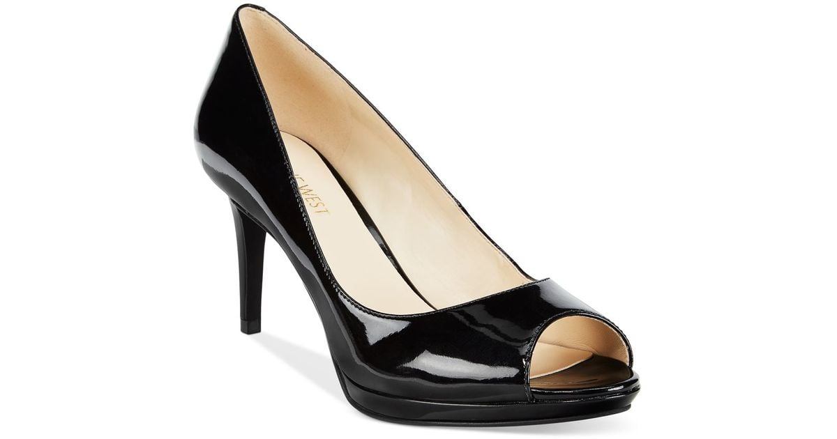 Nine West Gelabelle Peeptoe Platform Pumps in Black Lyst